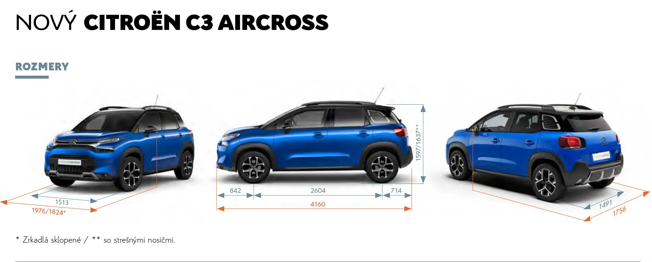 Rozmery nový Citroën C3 Aircross